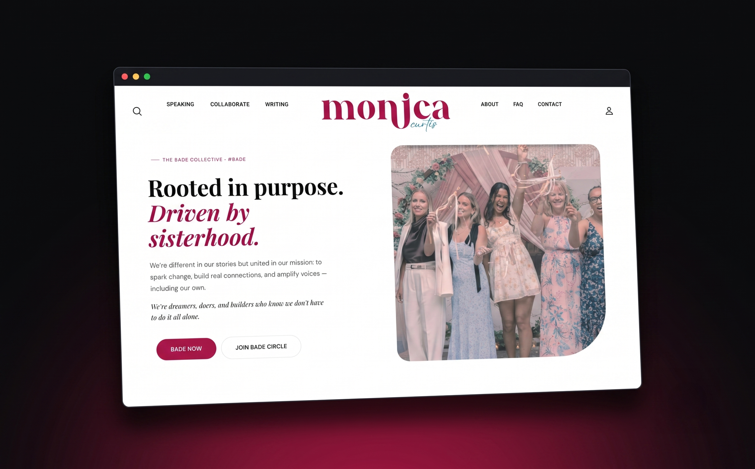 BADE Collective page on monicacurtis.com