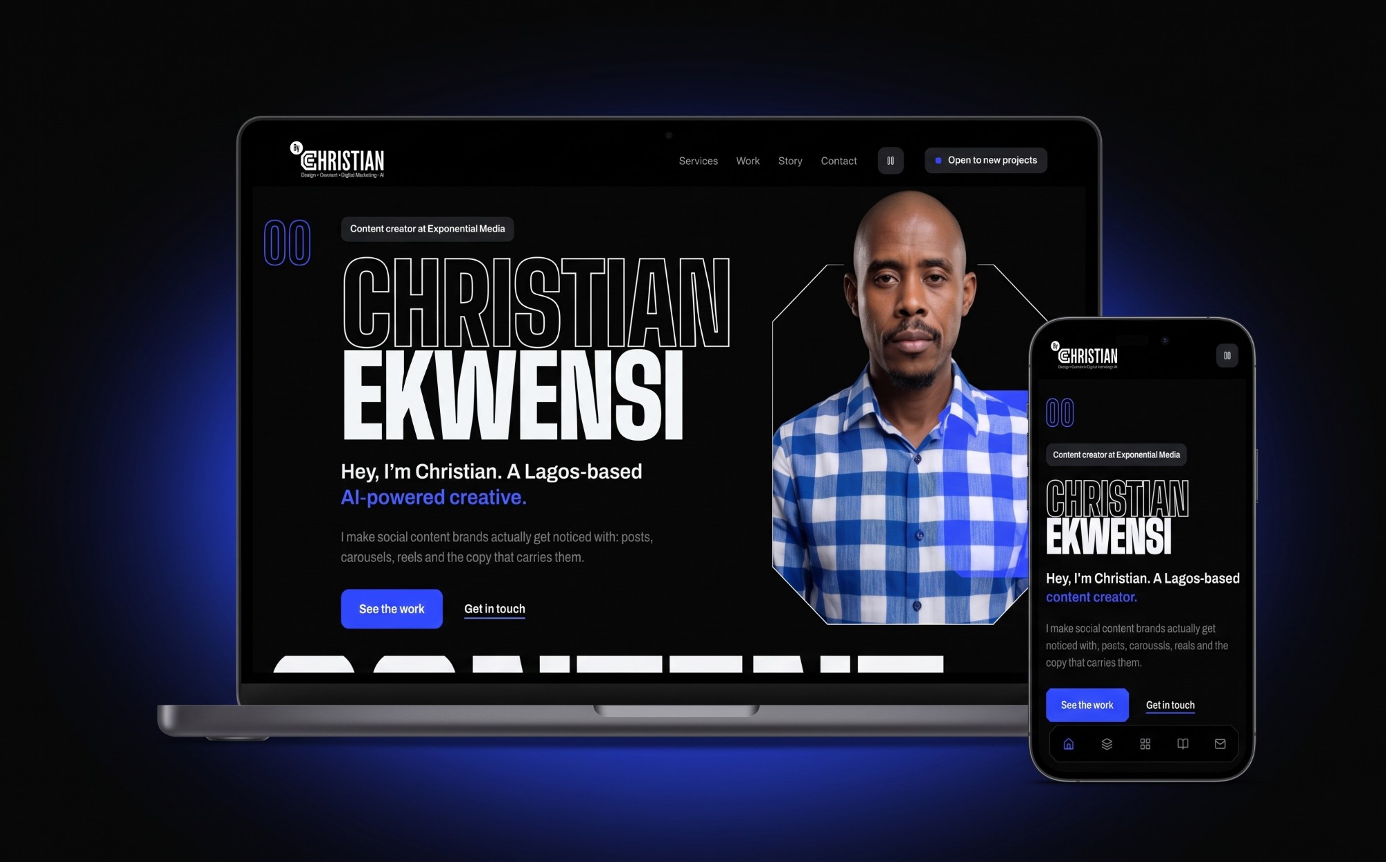 By Christian portfolio on laptop and mobile: Christian Ekwensi hero