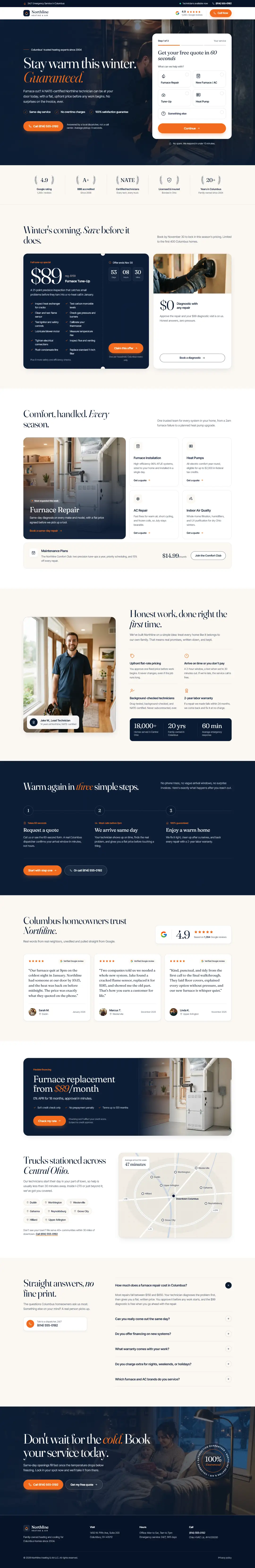 Northline HVAC landing page theme, full desktop page